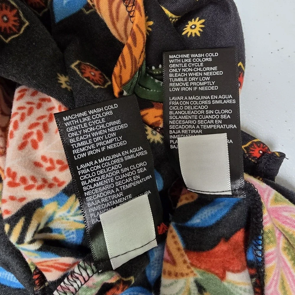 Room Service Tiger Print Pajama Set Black Floral Size S Button Up Cozy Lounge - Picture 10 of 10